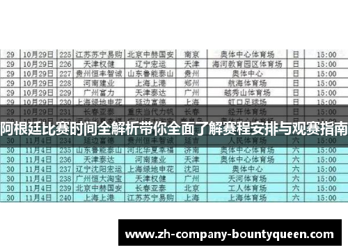 阿根廷比赛时间全解析带你全面了解赛程安排与观赛指南